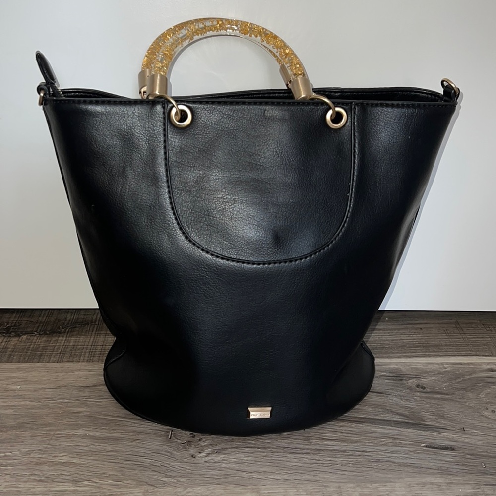 Vintage Betsey Johnson Black Bag with Gold Accents